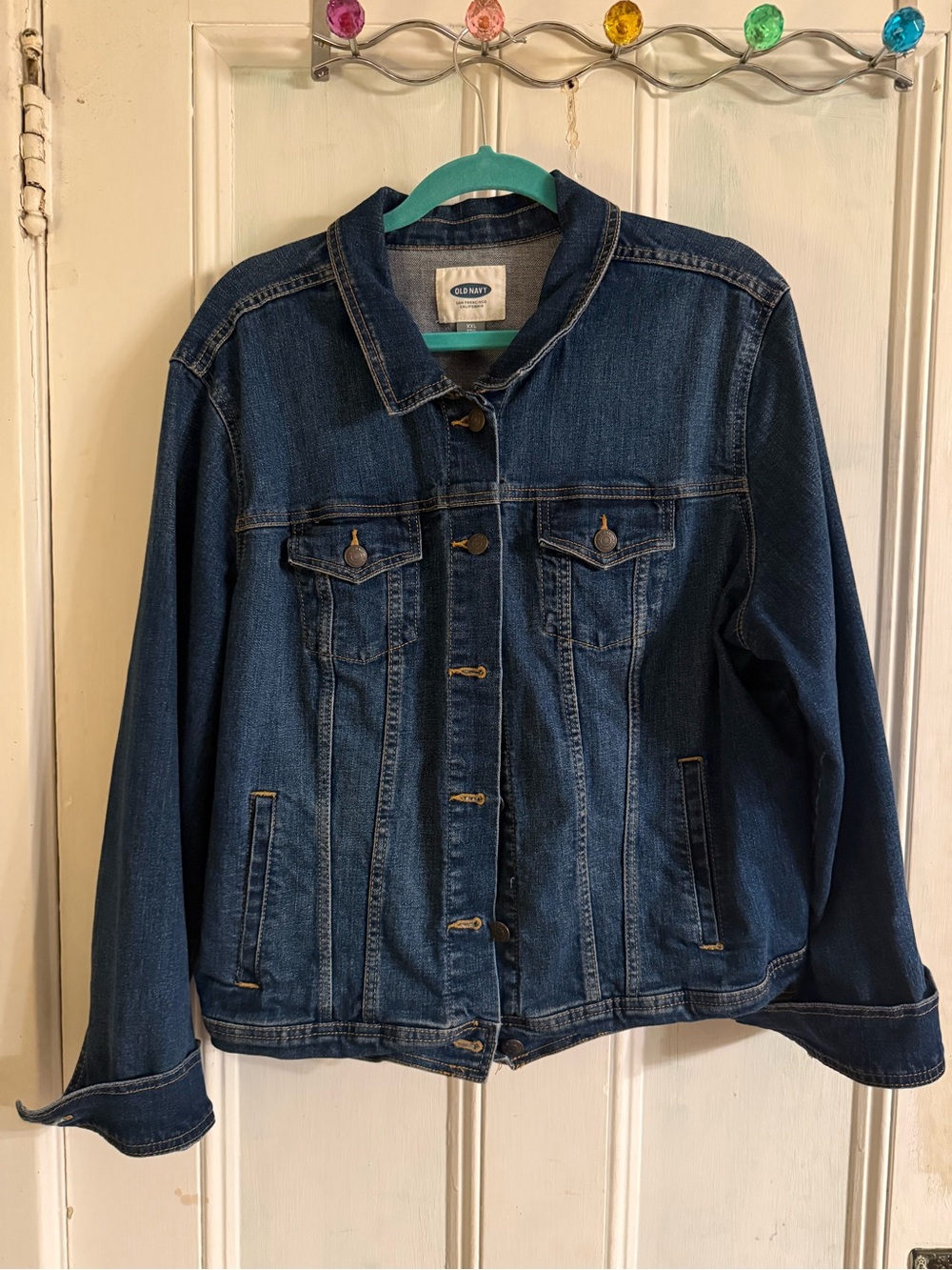 Old Navy Dark Blue Denim Jacket with Button Front